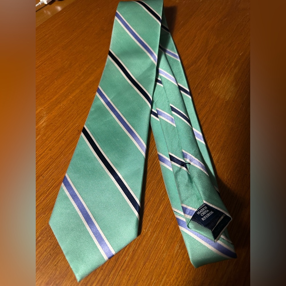 Striped Tie~Club Room~Green & Blue
